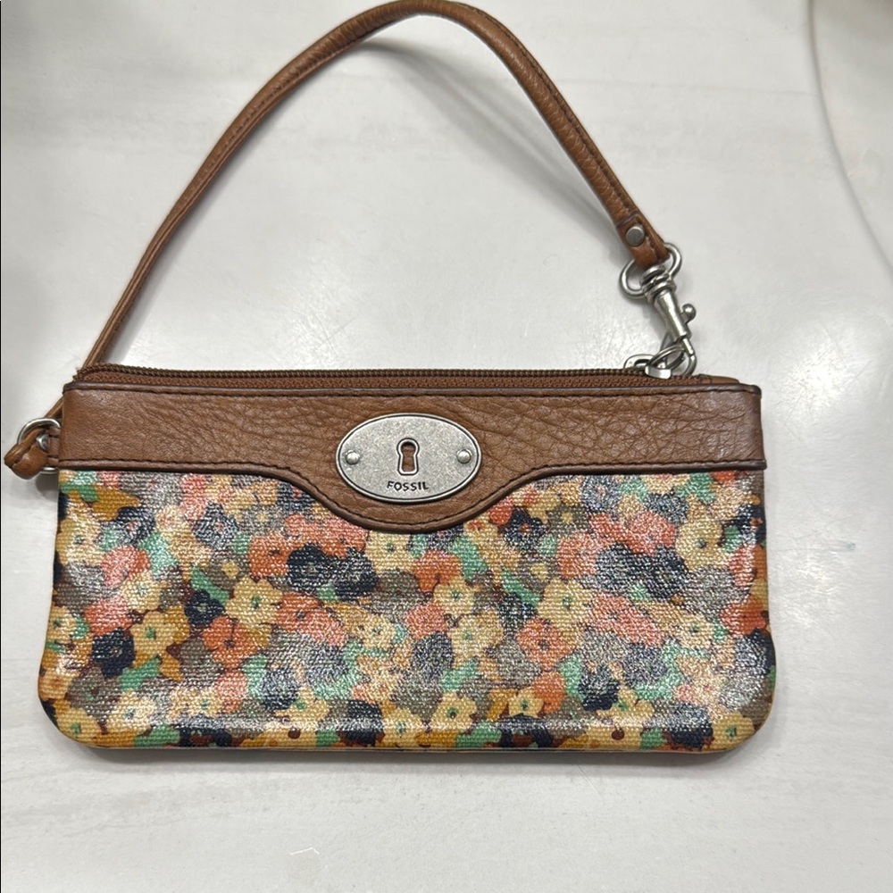 Fossil Brown Floral Wristlet KeyPer